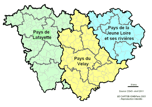 Carte des pays de Haute-Loire