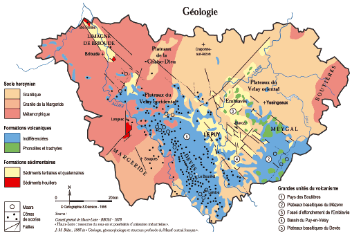 Carte de la géologie en Haute-Loire